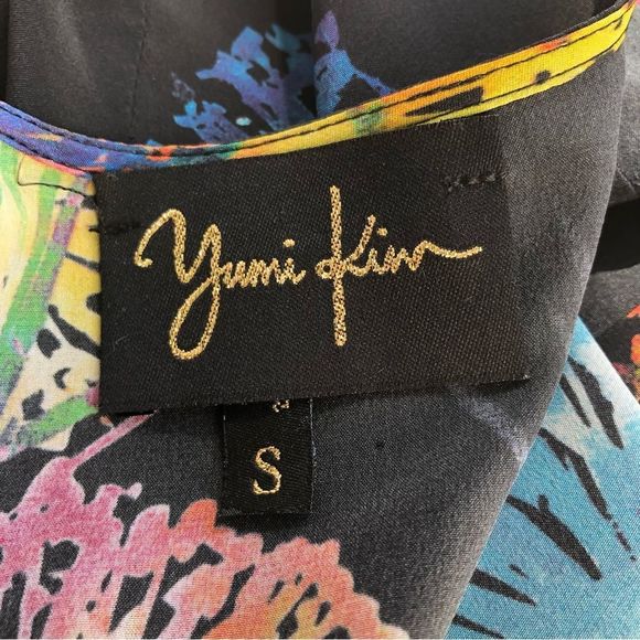 Vintage Yumi Kim 100% Silk Black floral print Mini dress, Small Party Cocktail - Picture 7 of 12